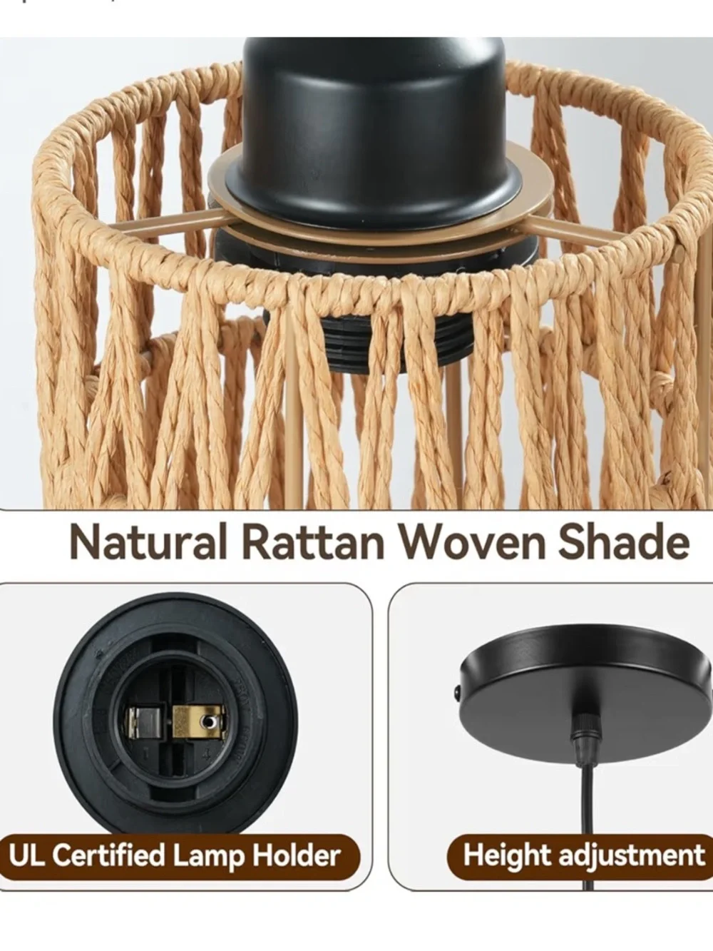NEW! Hand Woven Rattan Pendant Light 4.7
